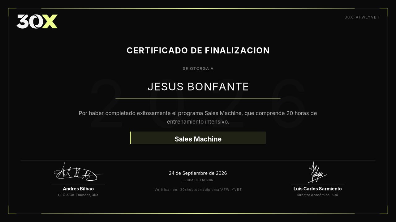 Certificado de Sales Machine