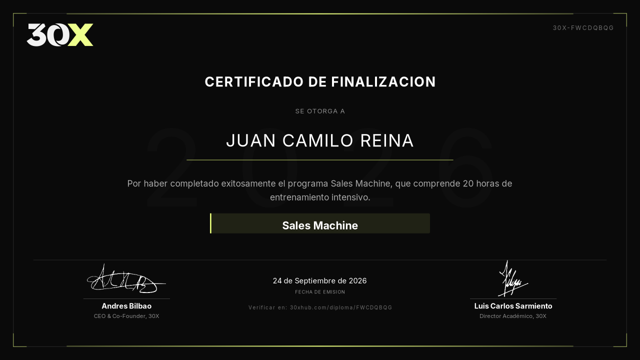 Certificado de Sales Machine