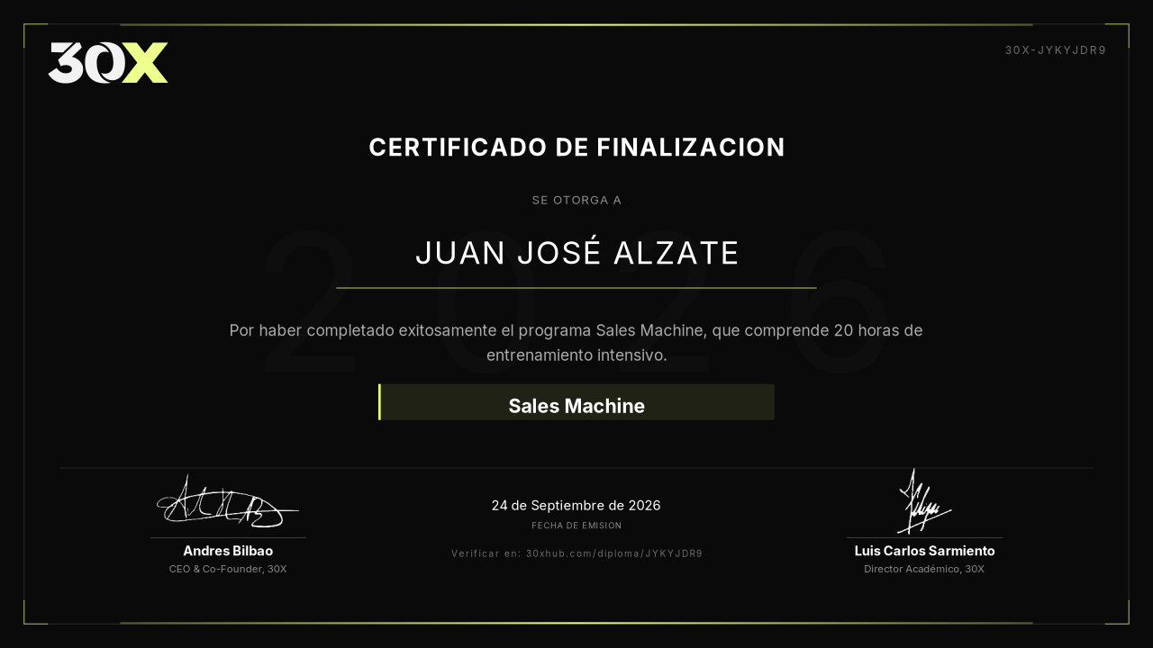 Certificado de Sales Machine