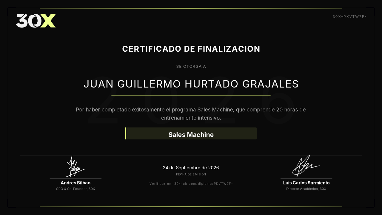 Certificado de Sales Machine