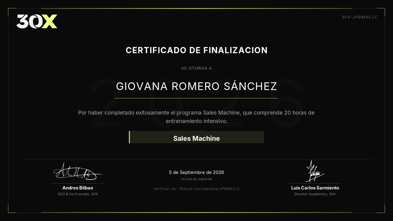 Certificado de Sales Machine
