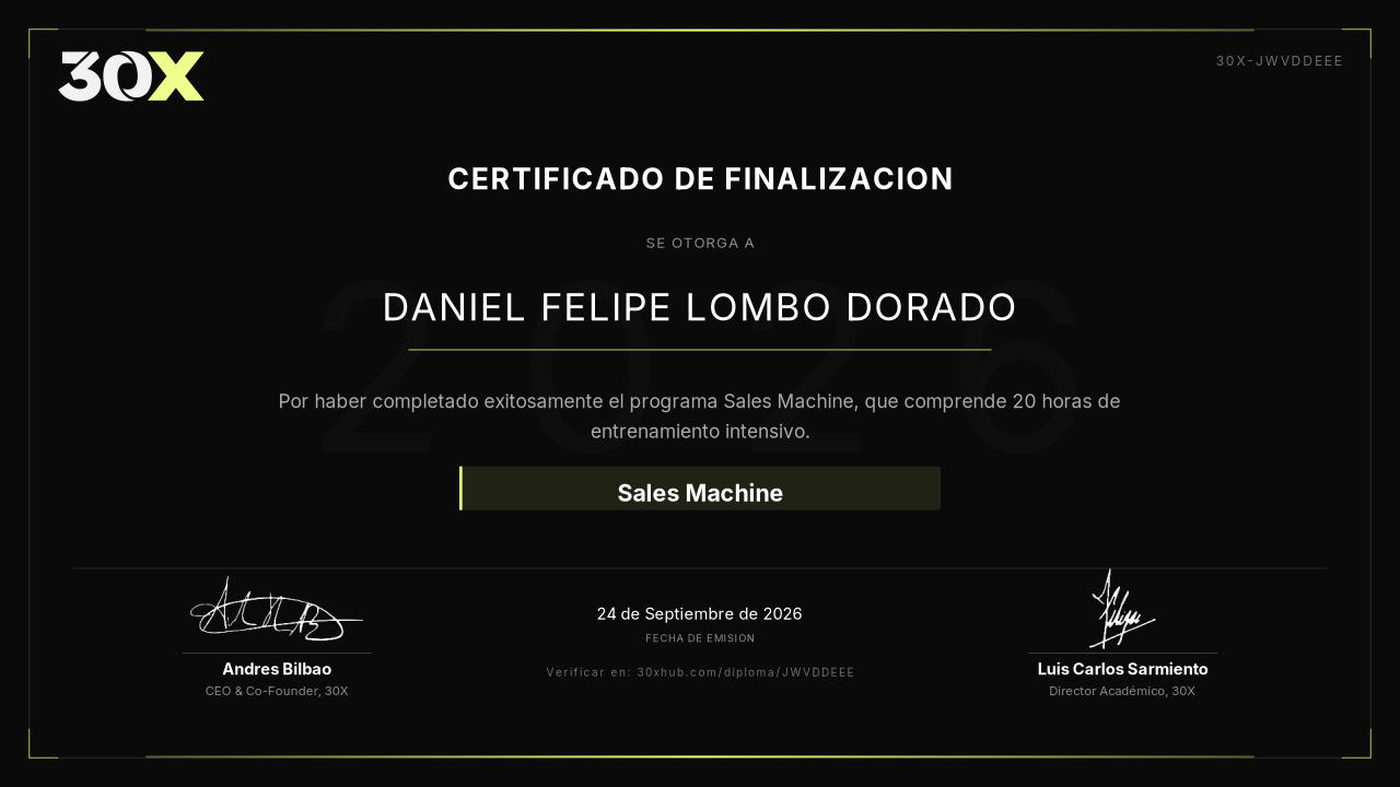 Certificado de Sales Machine